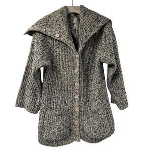 Cassini Big Collar Knit Sweater Marled Gray Large Vintage